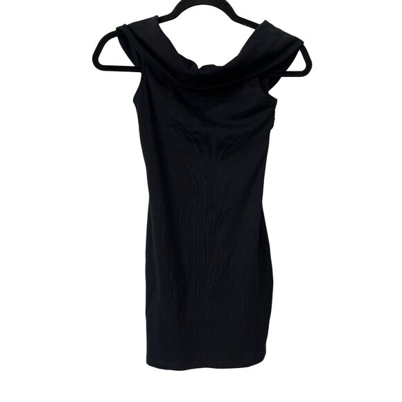 Zara Mini Dress Size Small Knot Front Black Stretch Cotton Blend Revenge Dress - Picture 5 of 11